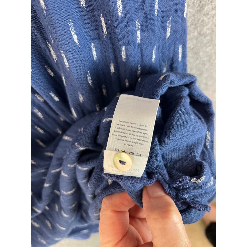 Faherty Blue Organic Cotton Midi Shift Dress Ikat M Gauzy Travel Coastal Natural - Picture 13 of 16